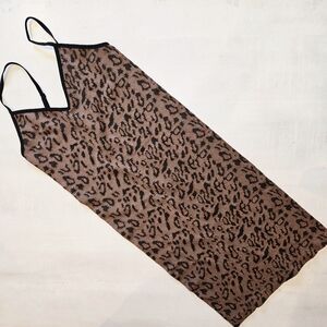 Bozzolo Leopard Print Knit Slip Dress Bodycon NWOT Small/Med